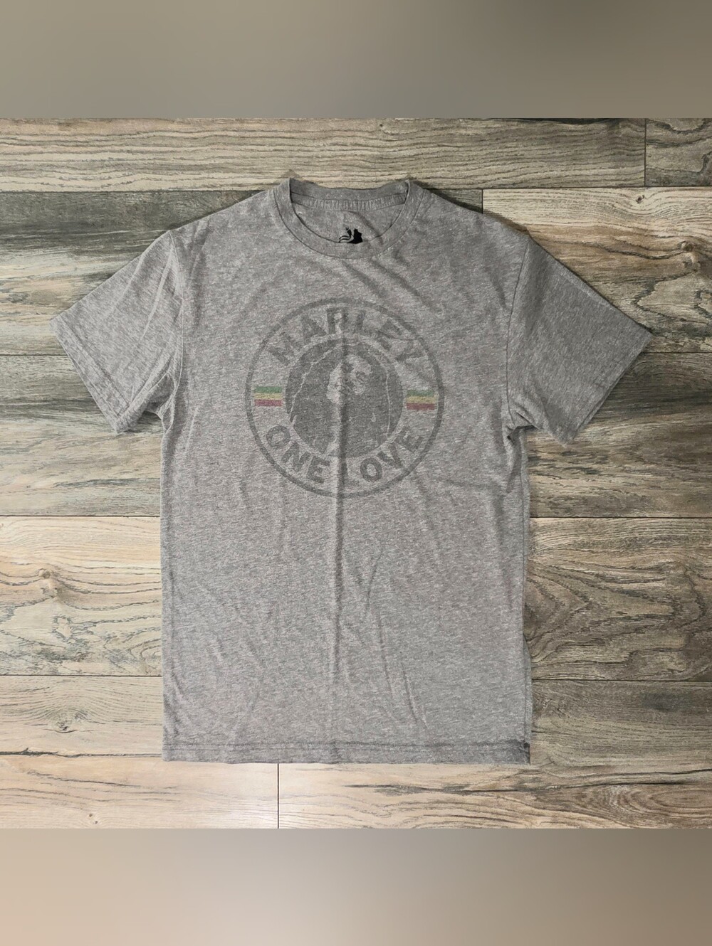 Bob Marley Zion Official Merchandise Gray Graphic Crew Neck T-Shirt - One Love